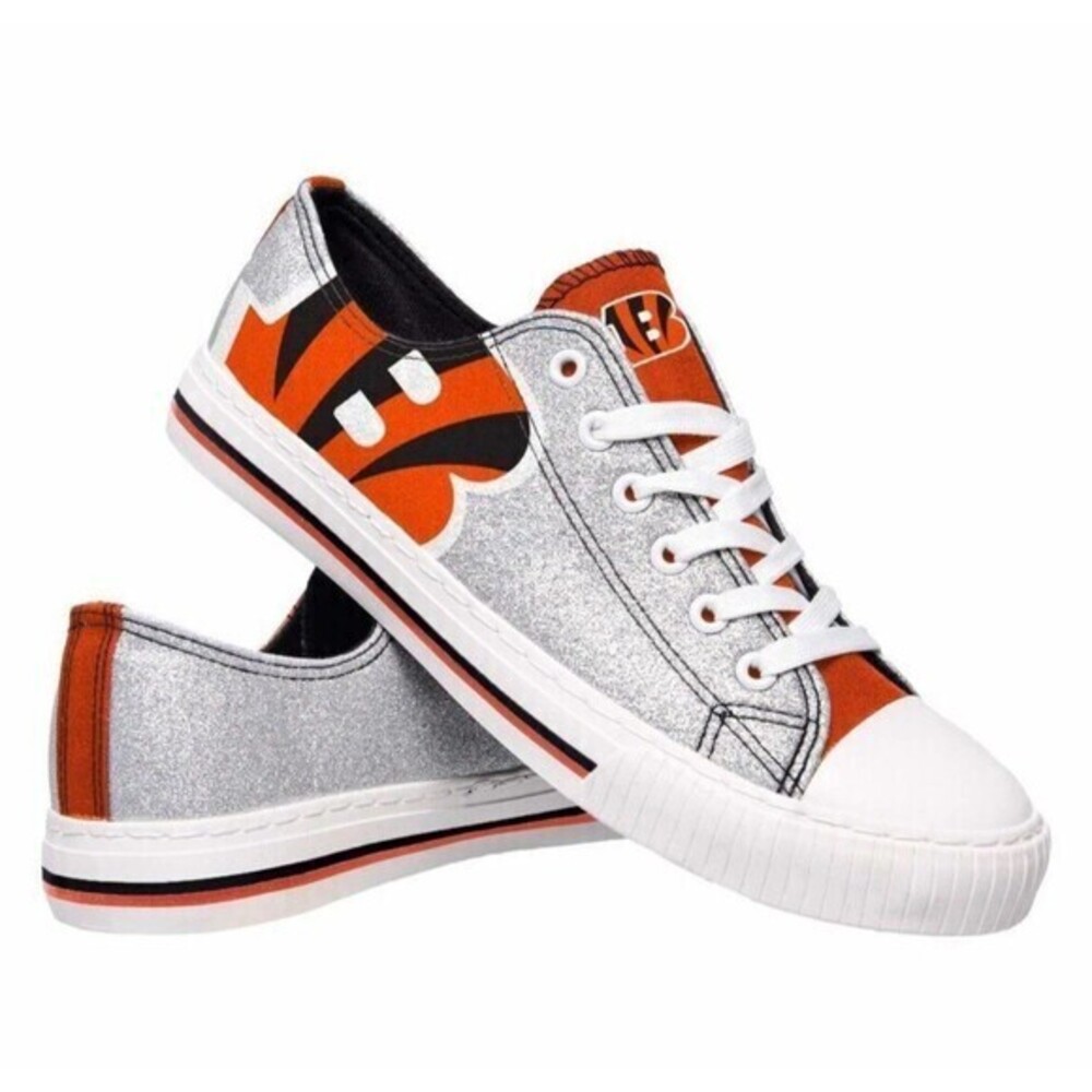 FOCO Cincinnati Bengals Women's Size 10 Glitter Low Top Canvas Sneaker Shoes